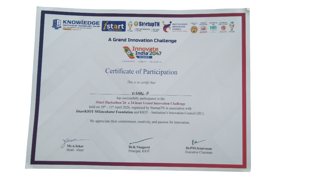 Innovate India'2047 certificate
